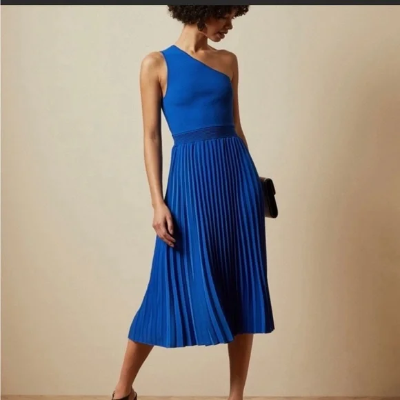 navy blue dress for baby girl Ted Baker Motion Asymmetric knitted Midi-Dress